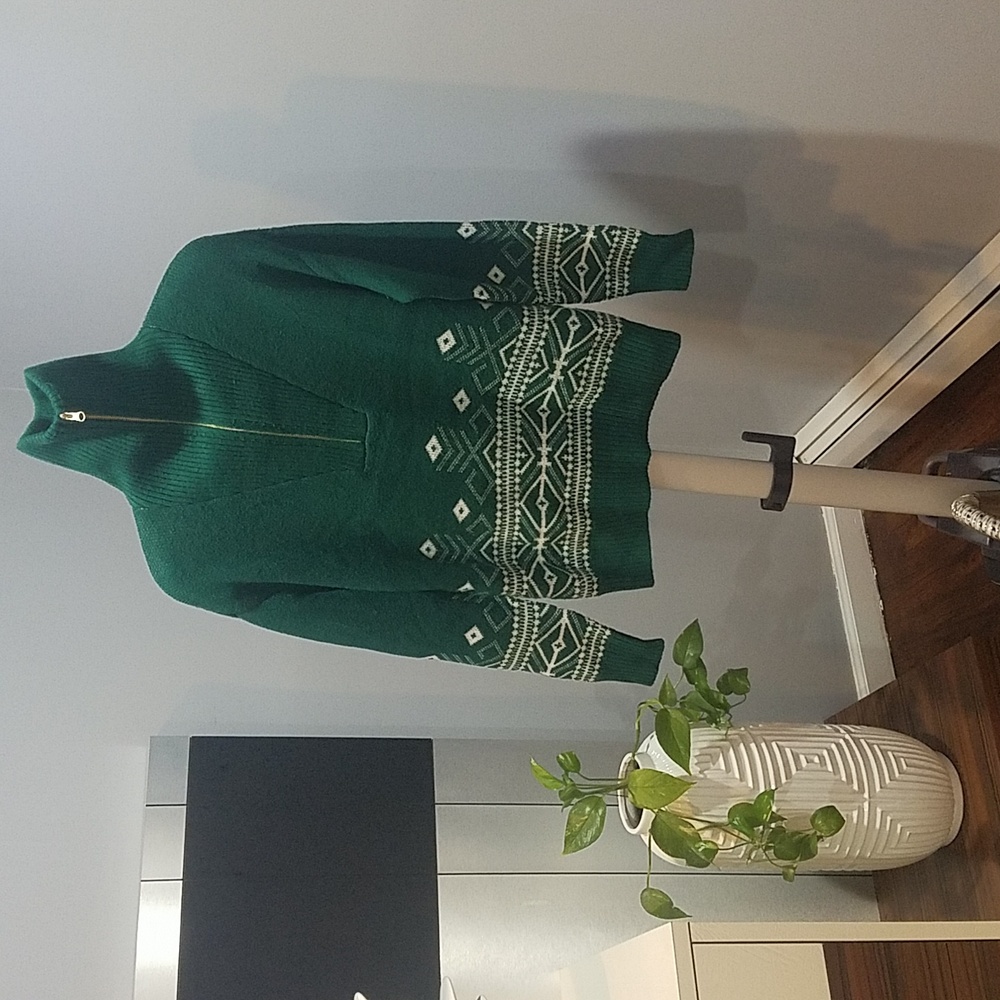 Green Half Zip Turtleneck - Picture 1 of 5